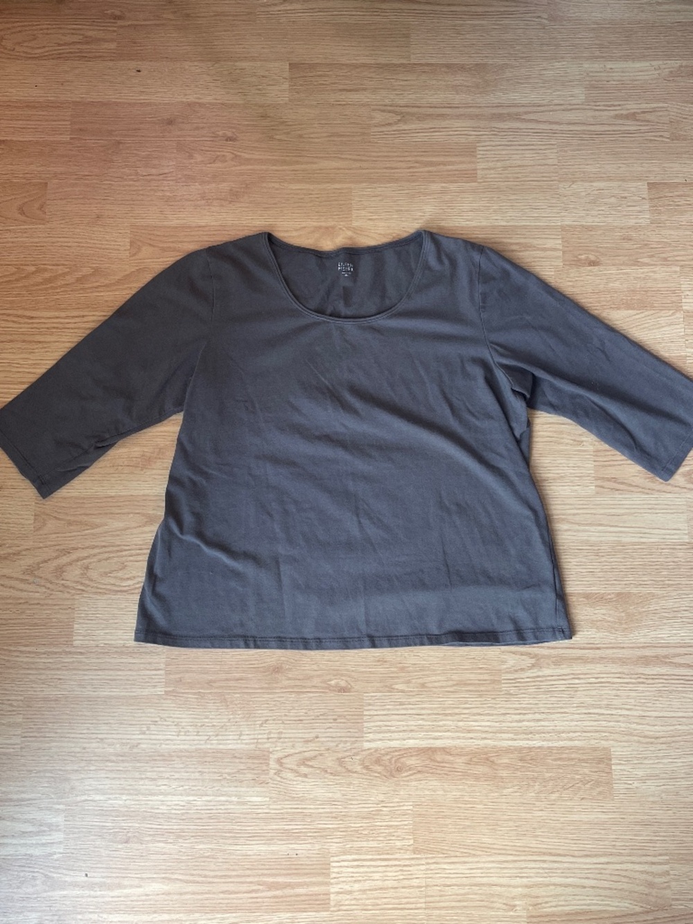 Ellen Tracy Gray Basic Organic Cotton Basic 3/4 Sleeve Top Size XL